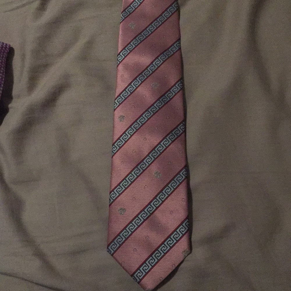 Versace tie, pink with logo